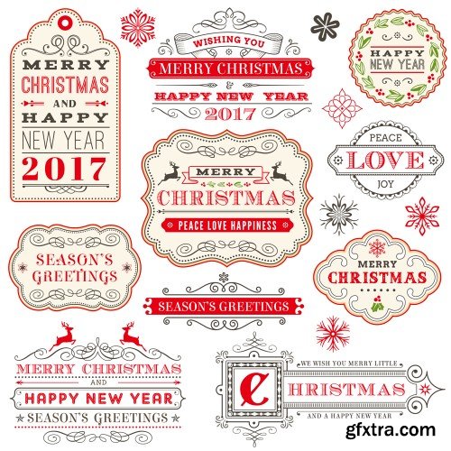 Collection of elegant christmas vector labels