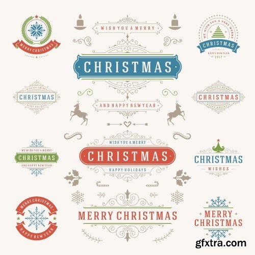 Collection of elegant christmas vector labels