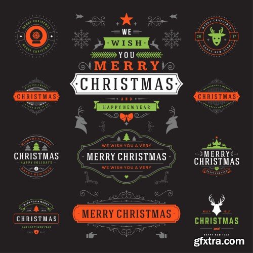 Collection of elegant christmas vector labels