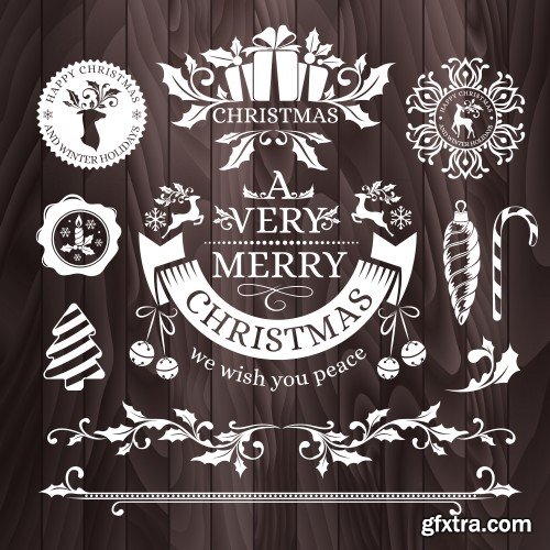 Collection of elegant christmas vector labels