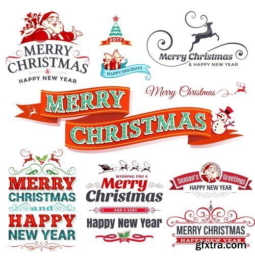 Collection of elegant christmas vector labels