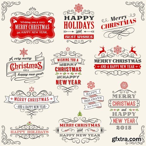 Collection of elegant christmas vector labels