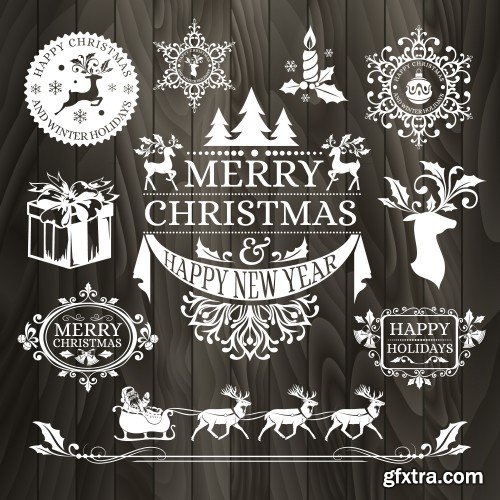 Collection of elegant christmas vector labels