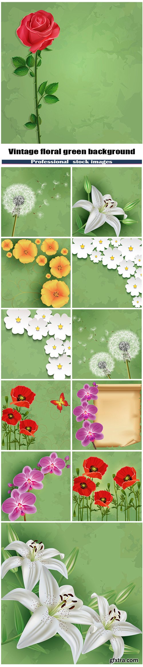 Vintage floral green background