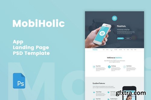 MobiHolic - App Landing Page PSD Template