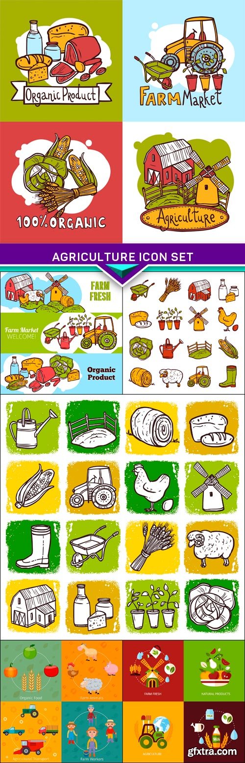 Agriculture icon set 6X EPS