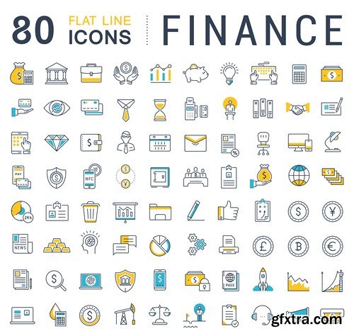 Set Vector Flat Line Icons Business, 10 x EPS