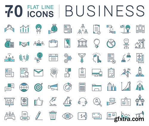 Set Vector Flat Line Icons Business, 10 x EPS