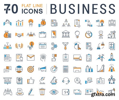 Set Vector Flat Line Icons Business, 10 x EPS