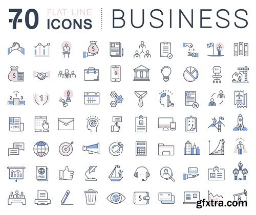 Set Vector Flat Line Icons Business, 10 x EPS