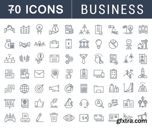 Set Vector Flat Line Icons Business, 10 x EPS