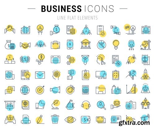 Set Vector Flat Line Icons Business, 10 x EPS