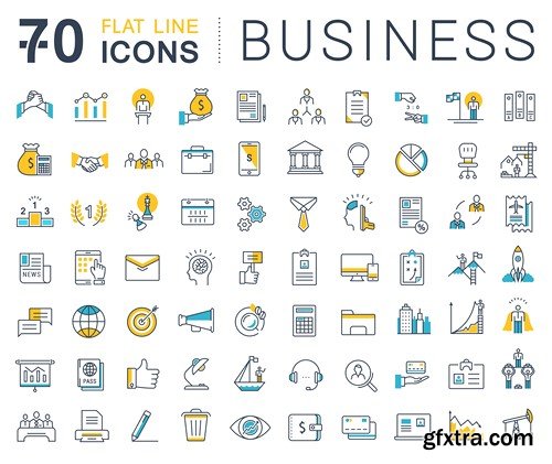 Set Vector Flat Line Icons Business, 10 x EPS