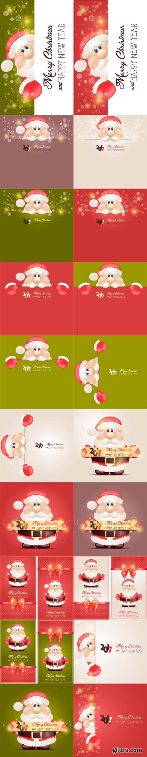 Vector Set - Santa Claus Backgrounds and Banners 2017