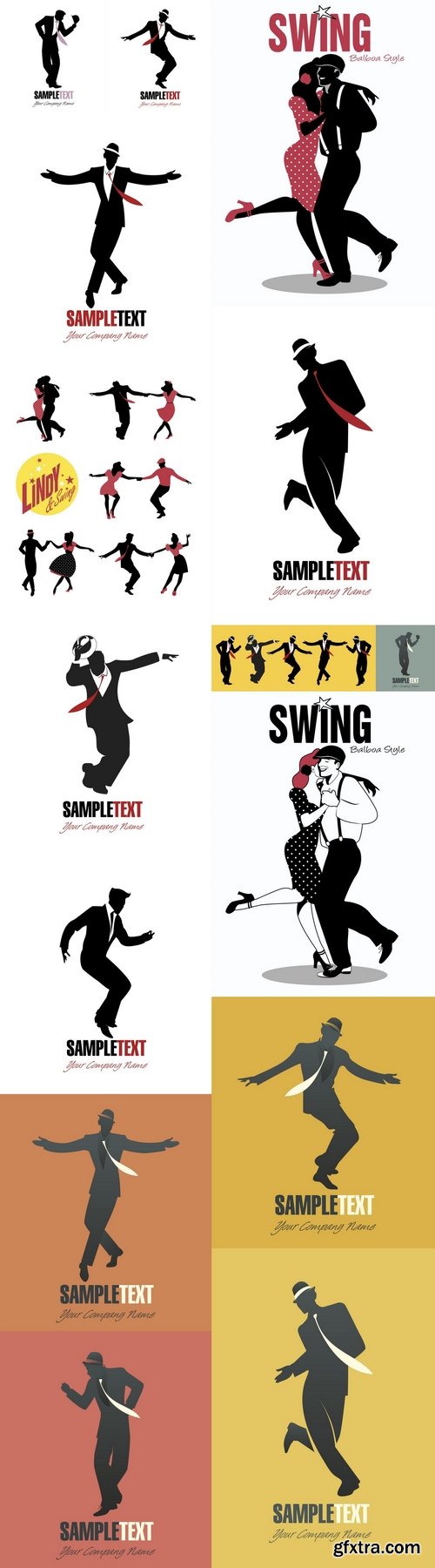 Elegant man silhouette dancing jazz