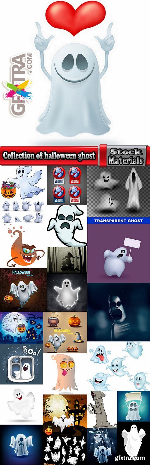 Collection of halloween ghost phantom vector image 25 EPS