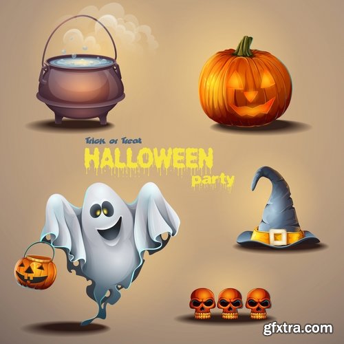 Collection of halloween ghost phantom vector image 25 EPS