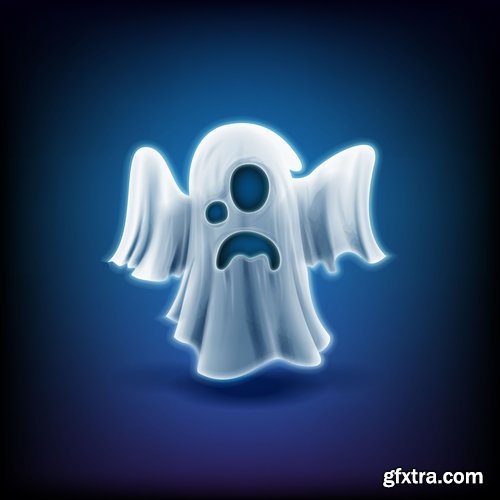 Collection of halloween ghost phantom vector image 25 EPS