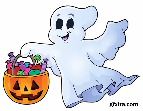 Collection of halloween ghost phantom vector image 25 EPS