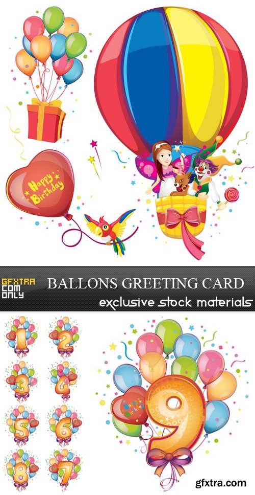 Ballons Greeting Card - 10 EPS