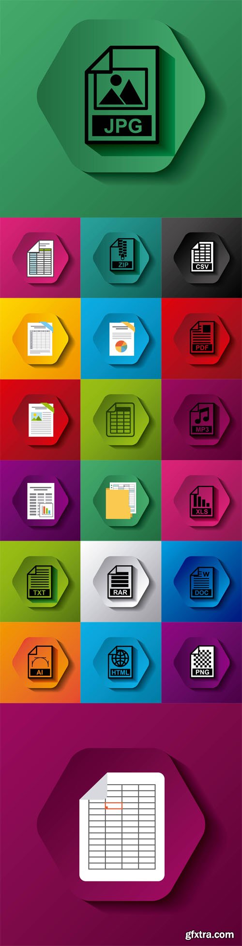 Vector Set - File Format Button Icons Illustration Design