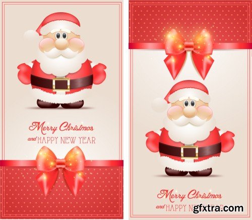 Happy New Year 2017 greeting card, vector labels with Santa