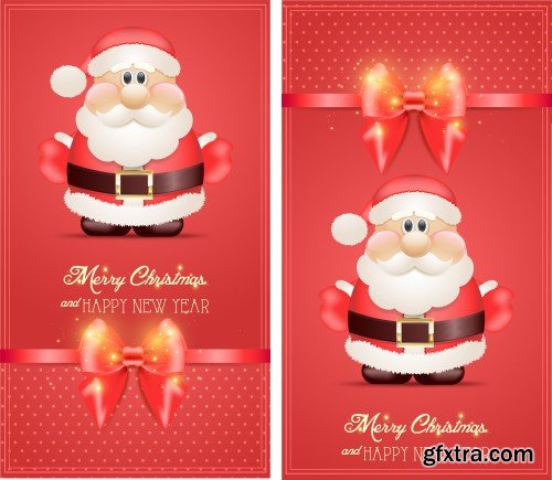 Happy New Year 2017 greeting card, vector labels with Santa