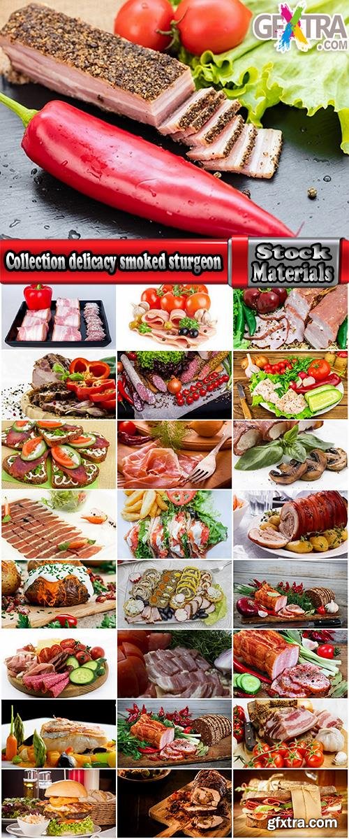 Collection delicacy smoked sturgeon smoked meat gammon sausage bacon ham 25 HQ Jpeg