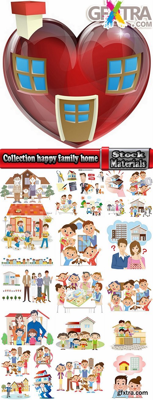 Collection happy family home occupier housing flats renting vector image 25 EPS1