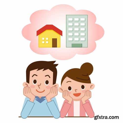 Collection happy family home occupier housing flats renting vector image 25 EPS1