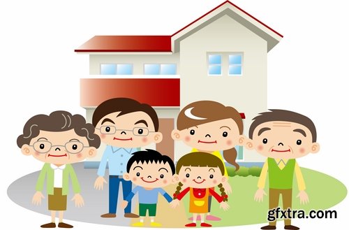 Collection happy family home occupier housing flats renting vector image 25 EPS1