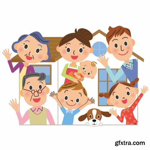 Collection happy family home occupier housing flats renting vector image 25 EPS1