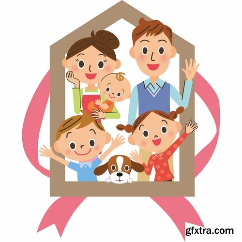 Collection happy family home occupier housing flats renting vector image 25 EPS1