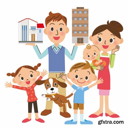 Collection happy family home occupier housing flats renting vector image 25 EPS1