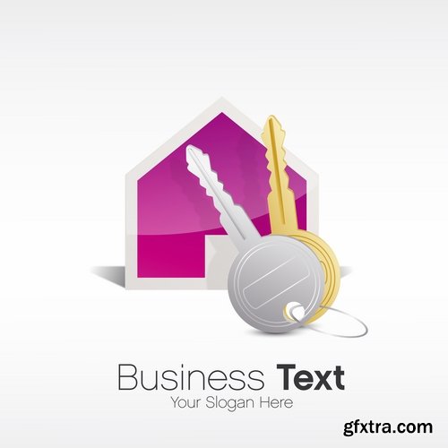 Collection logo icon web design flat house keys vector image 25 EPS