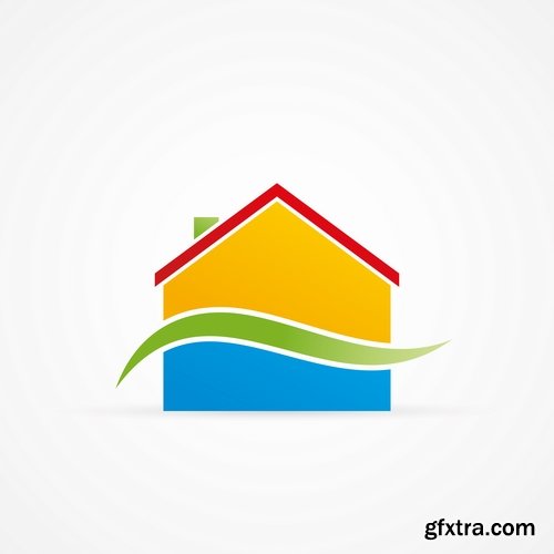 Collection logo icon web design flat house keys vector image 25 EPS