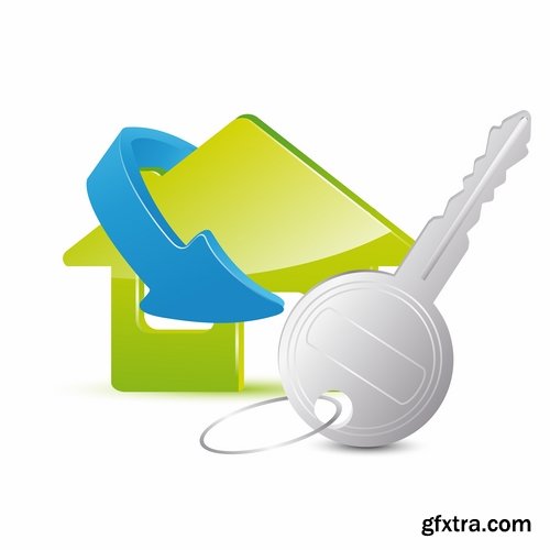 Collection logo icon web design flat house keys vector image 25 EPS