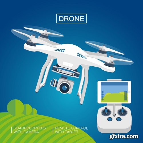 Collection drone copter technology robotics nanotechnology vector image 25 EPS