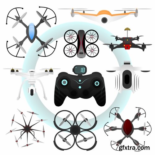 Collection drone copter technology robotics nanotechnology vector image 25 EPS