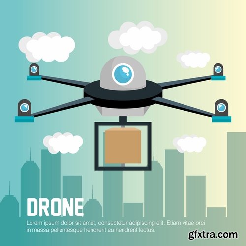 Collection drone copter technology robotics nanotechnology vector image 25 EPS