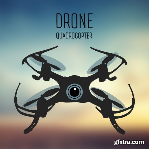 Collection drone copter technology robotics nanotechnology vector image 25 EPS