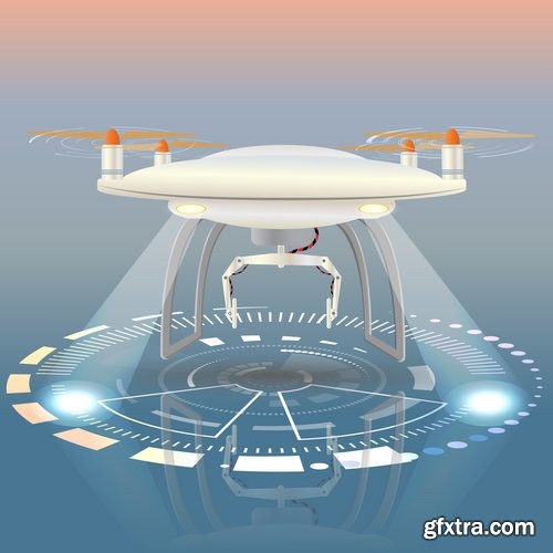 Collection drone copter technology robotics nanotechnology vector image 25 EPS