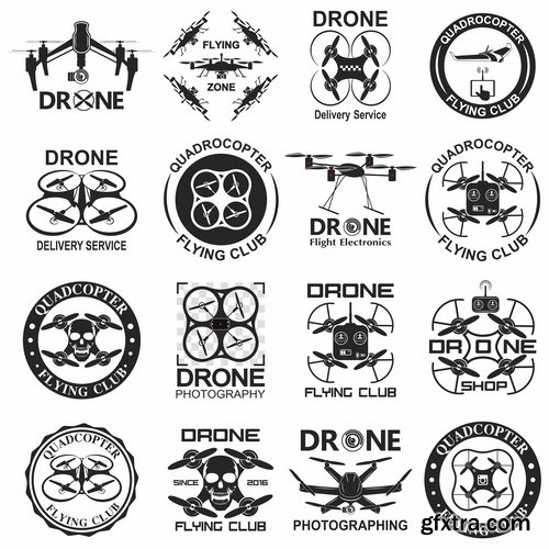 Collection drone copter technology robotics nanotechnology vector image 25 EPS