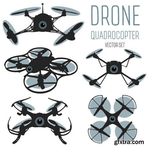 Collection drone copter technology robotics nanotechnology vector image 25 EPS