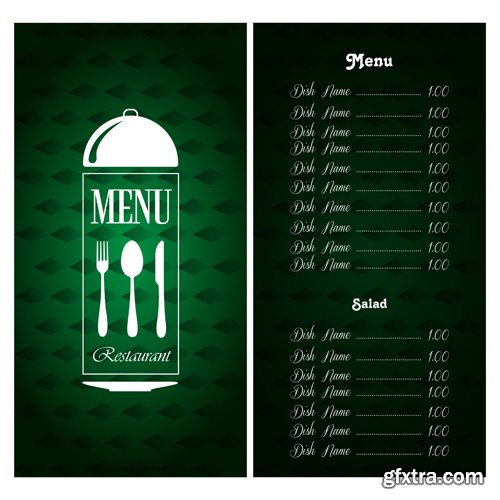 Set of colored menu designs, vector illustration