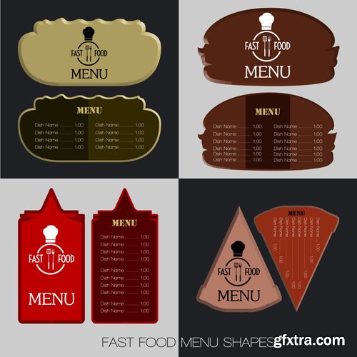 Set of colored menu designs, vector illustration