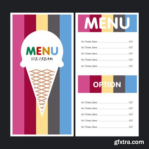 Set of colored menu designs, vector illustration