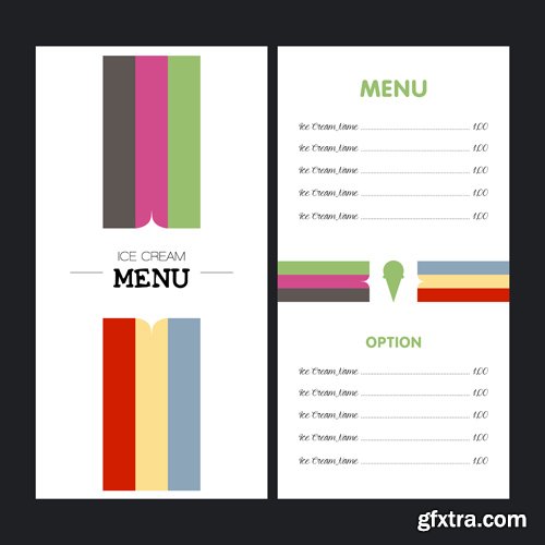 Set of colored menu designs, vector illustration