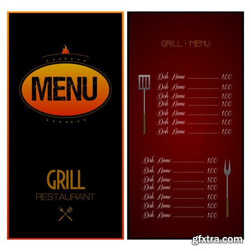 Set of colored menu designs, vector illustration