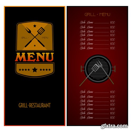 Set of colored menu designs, vector illustration